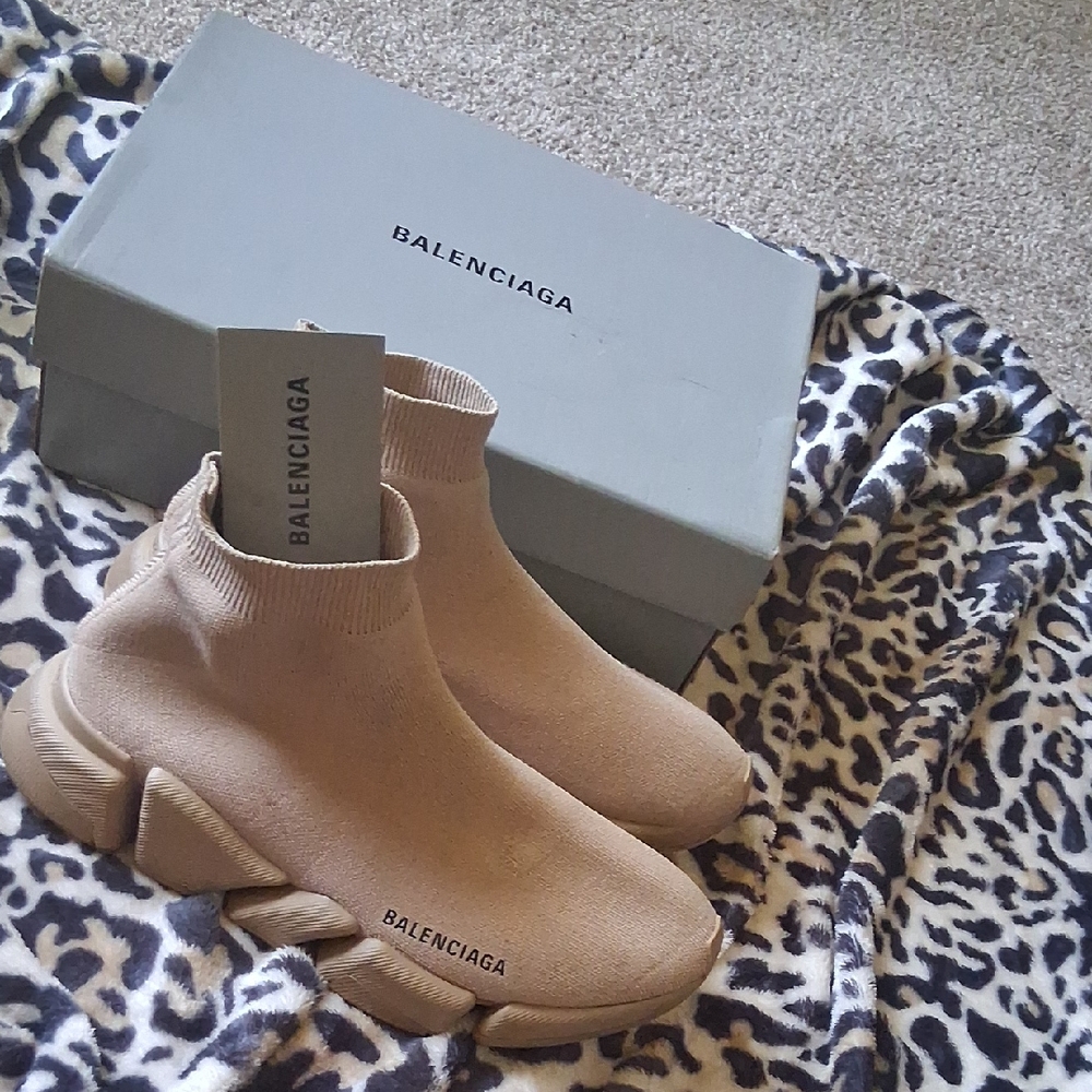 Balenciaga Women's Beige Sock Sneakers